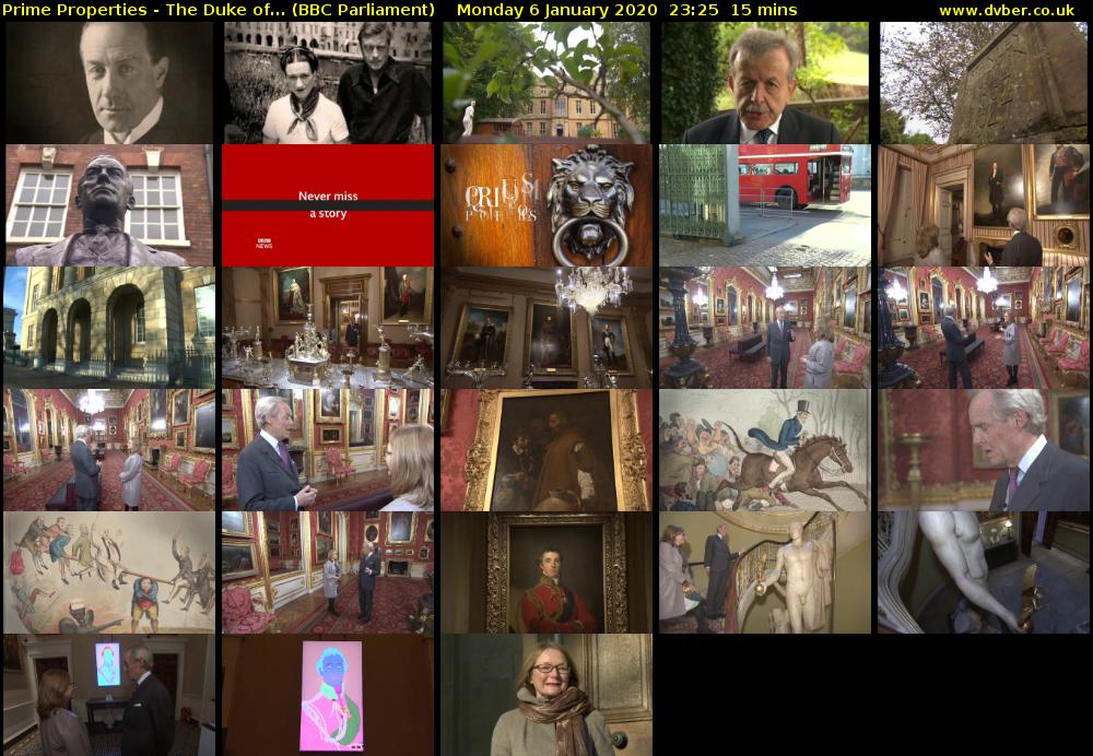 Prime Properties - The Duke of... (BBC Parliament) Monday 6 January 2020 23:25 - 23:40