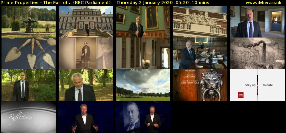 Prime Properties - The Earl of... (BBC Parliament) Thursday 2 January 2020 05:20 - 05:30
