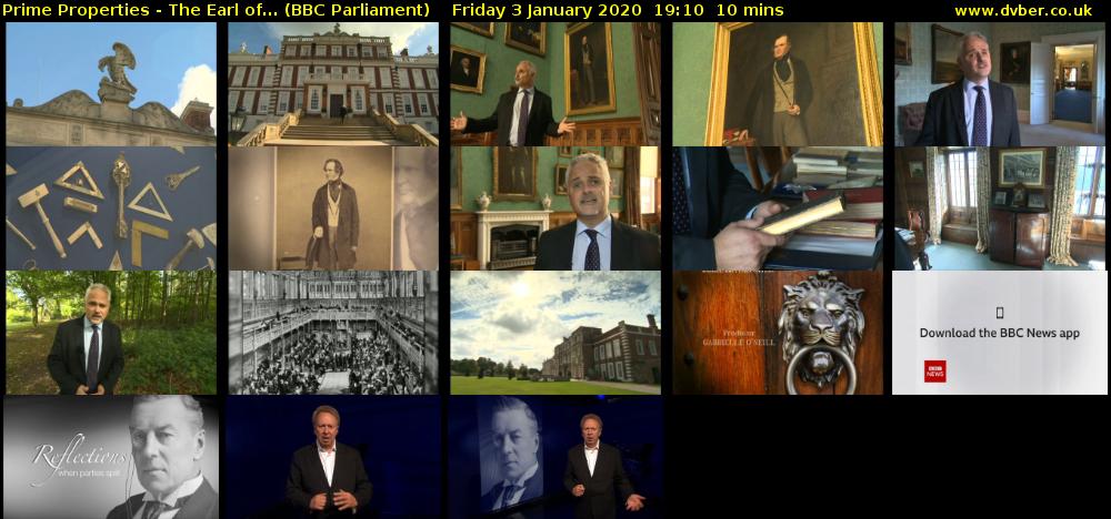 Prime Properties - The Earl of... (BBC Parliament) Friday 3 January 2020 19:10 - 19:20
