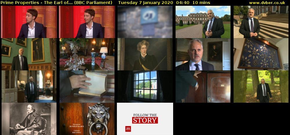 Prime Properties - The Earl of... (BBC Parliament) Tuesday 7 January 2020 04:40 - 04:50