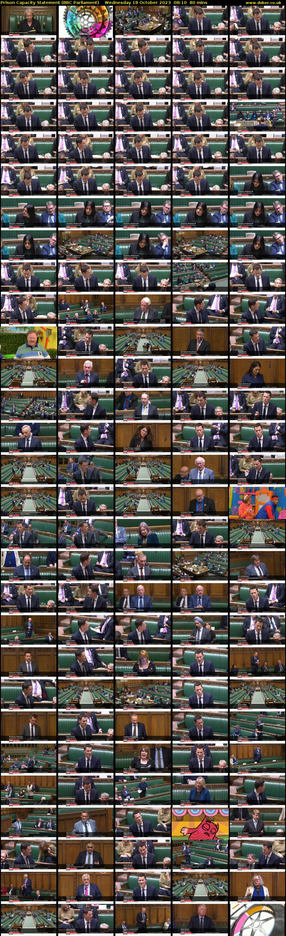 Prison Capacity Statement (BBC Parliament) Wednesday 18 October 2023 08:10 - 09:30