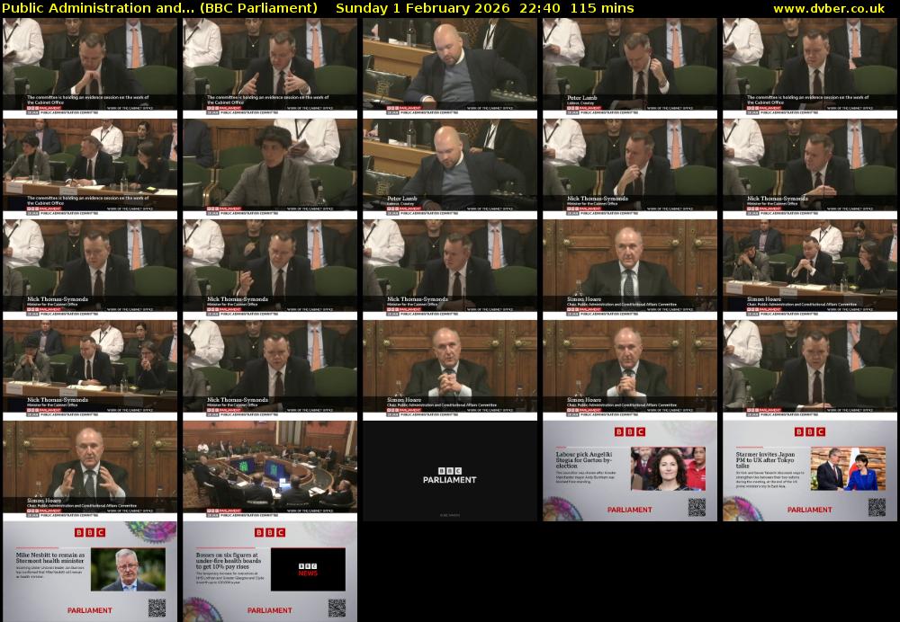 Public Administration and... (BBC Parliament) Sunday 1 February 2026 22:40 - 00:35
