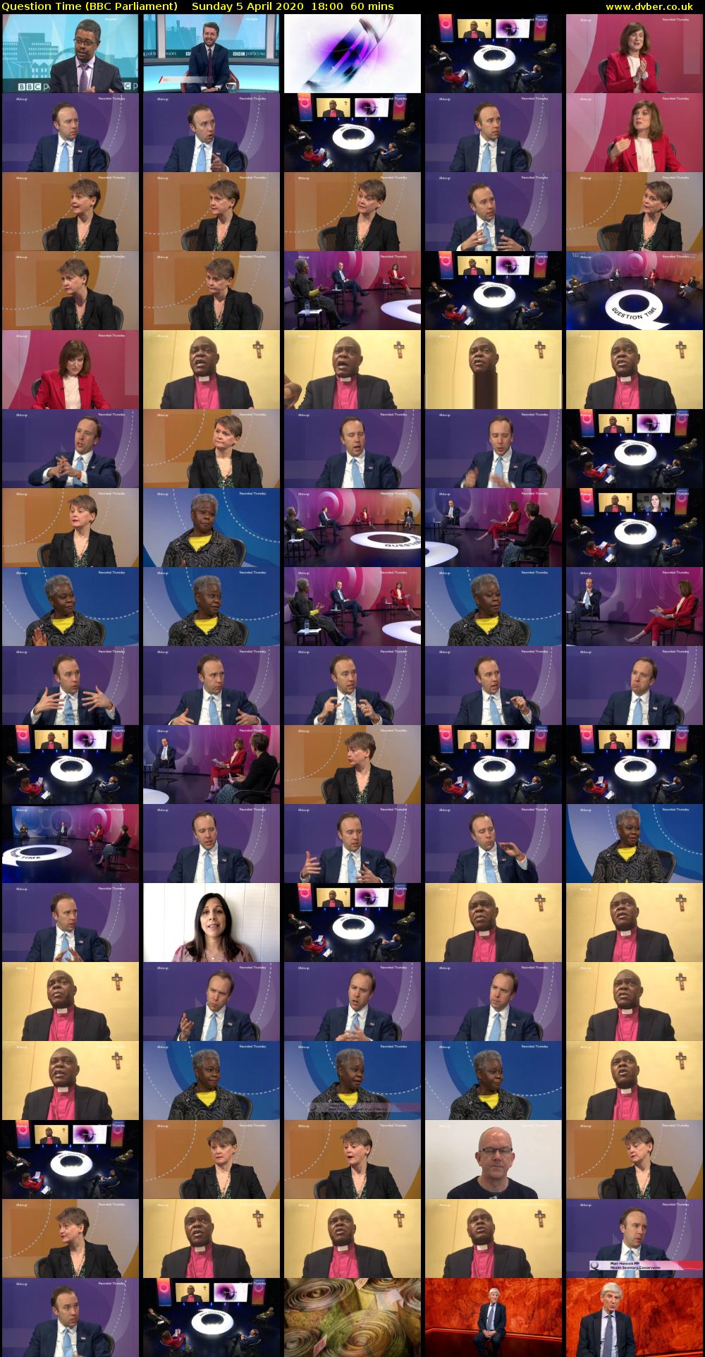 Question Time (BBC Parliament) Sunday 5 April 2020 18:00 - 19:00