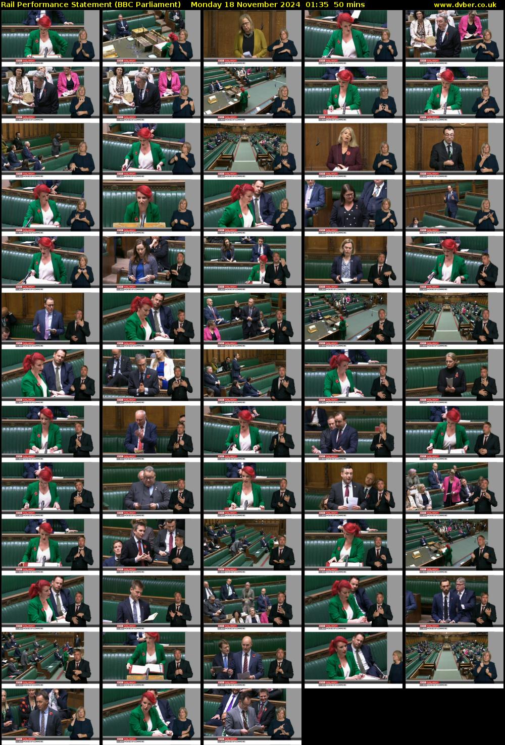 Rail Performance Statement (BBC Parliament) Monday 18 November 2024 01:35 - 02:25