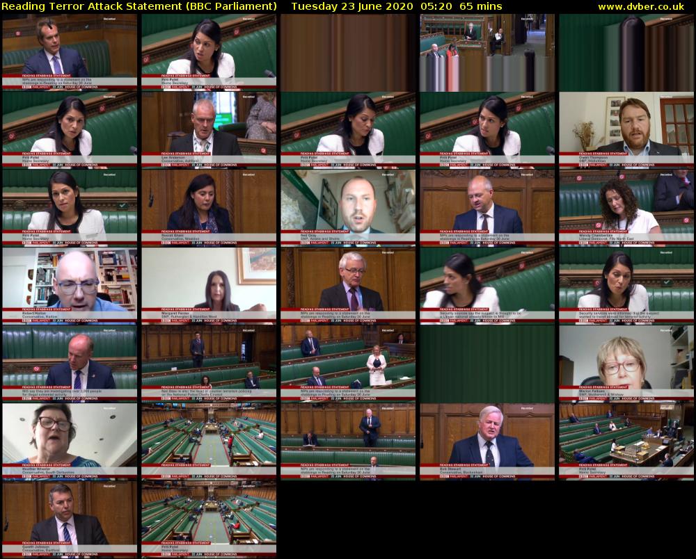 Reading Terror Attack Statement (BBC Parliament) Tuesday 23 June 2020 05:20 - 06:25