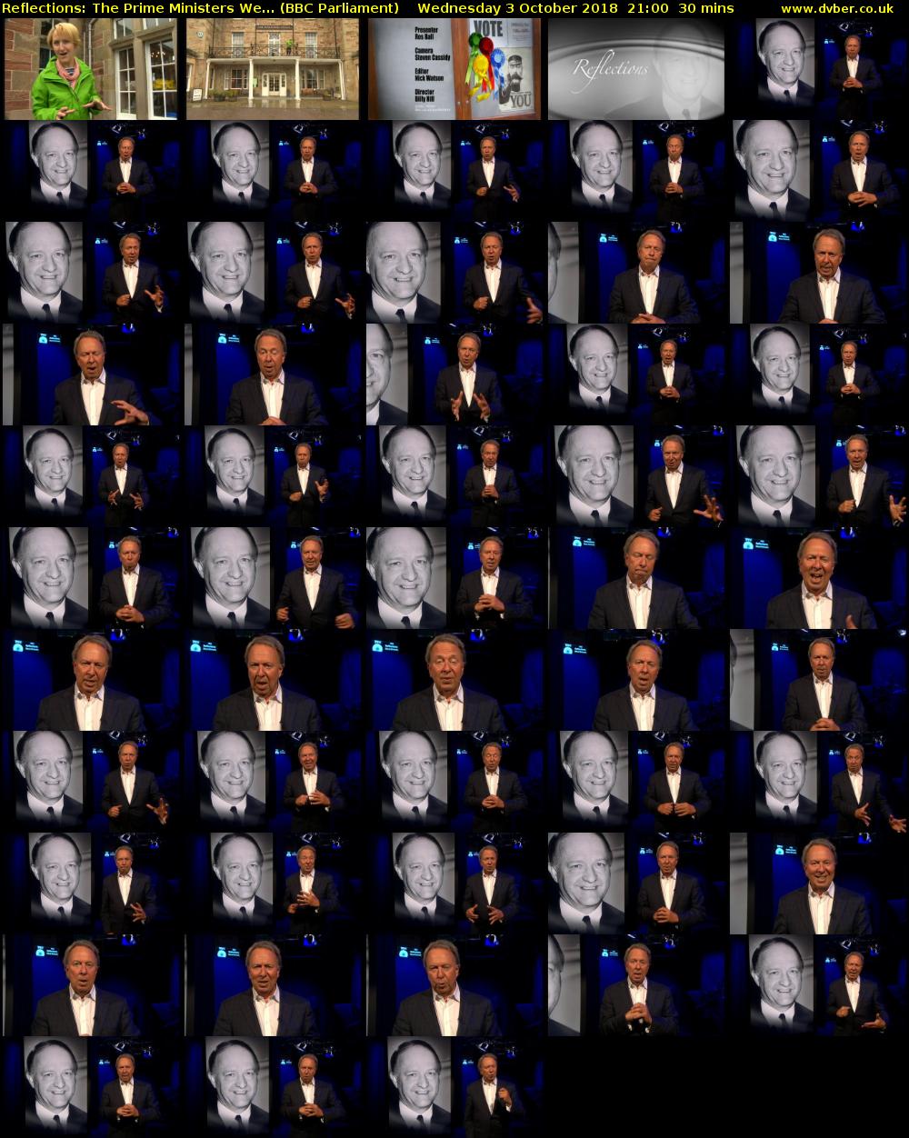 Reflections: The Prime Ministers We... (BBC Parliament) Wednesday 3 October 2018 21:00 - 21:30