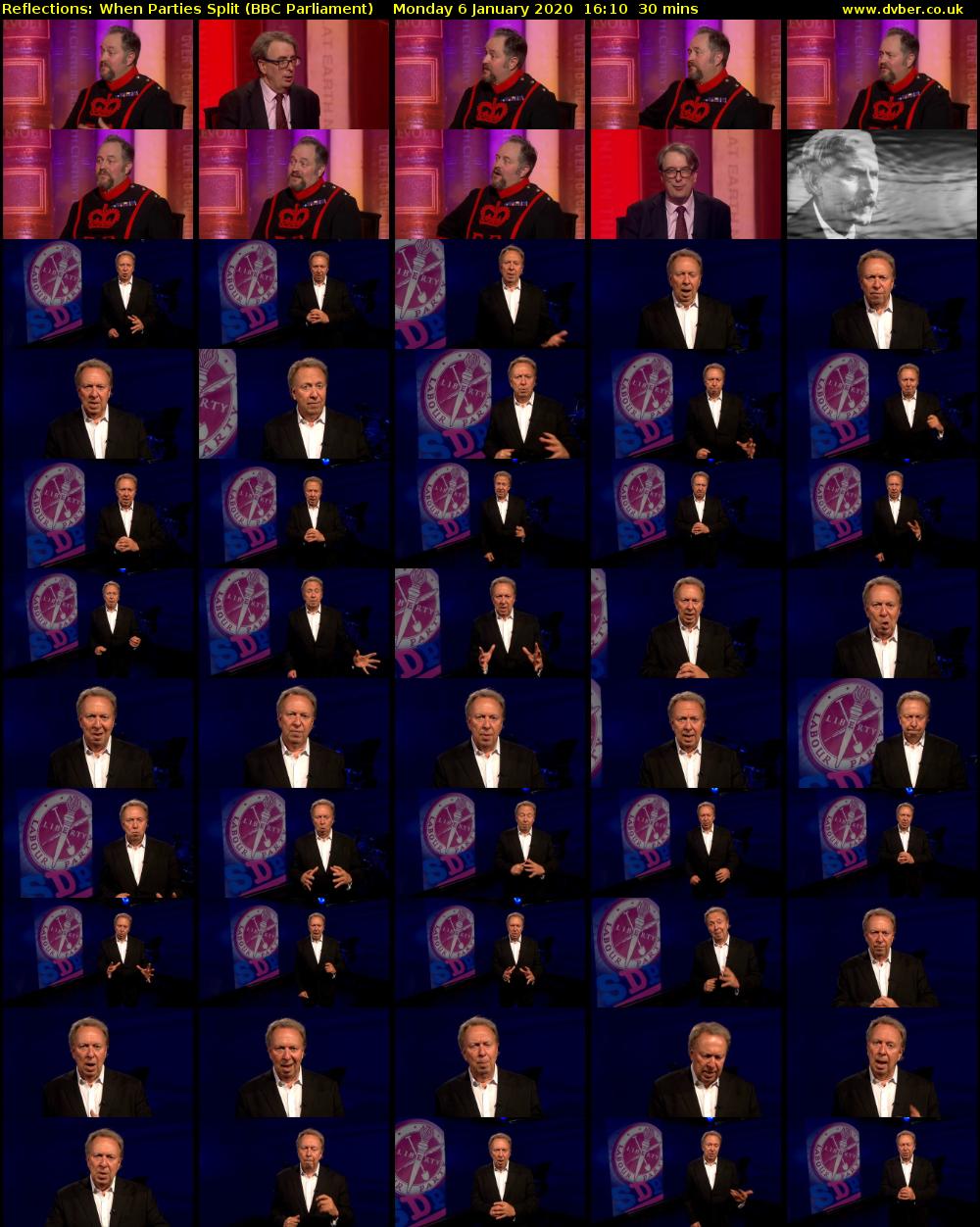 Reflections: When Parties Split (BBC Parliament) Monday 6 January 2020 16:10 - 16:40