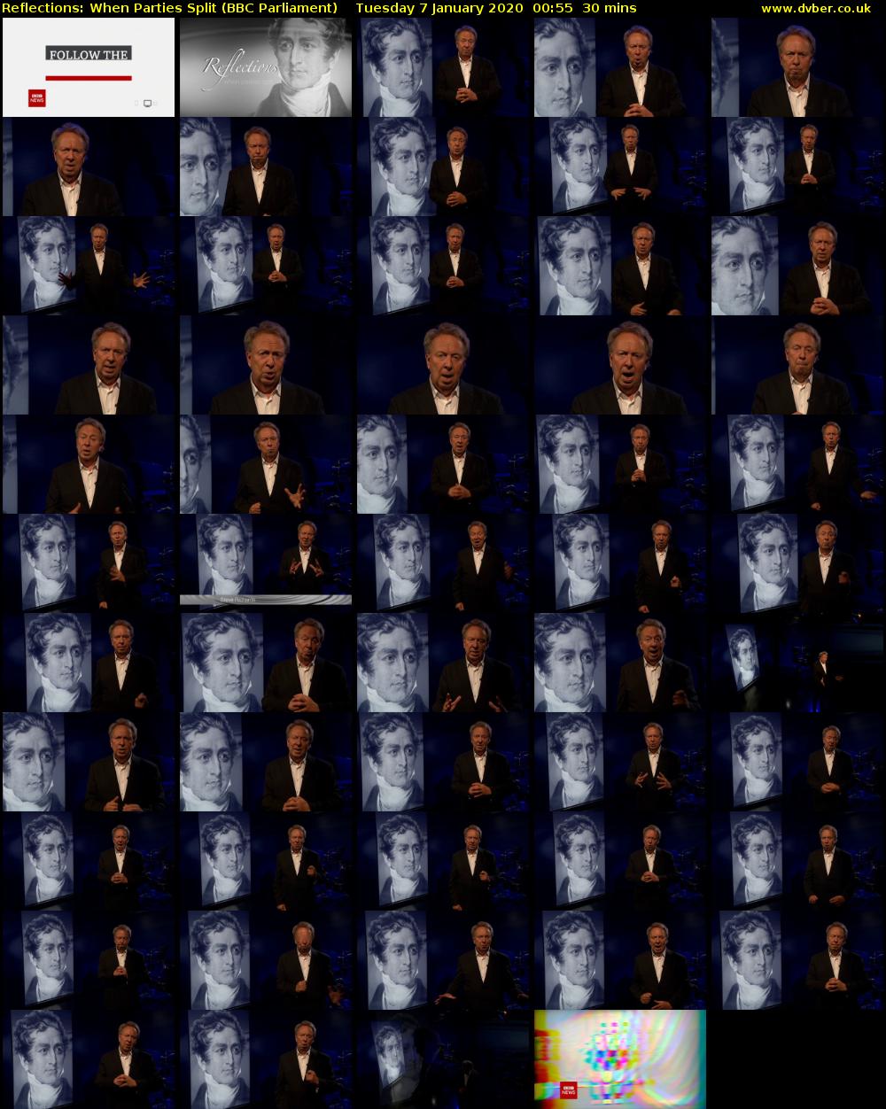 Reflections: When Parties Split (BBC Parliament) Tuesday 7 January 2020 00:55 - 01:25