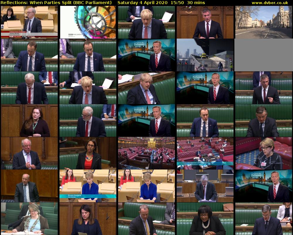 Reflections: When Parties Split (BBC Parliament) Saturday 4 April 2020 15:50 - 16:20