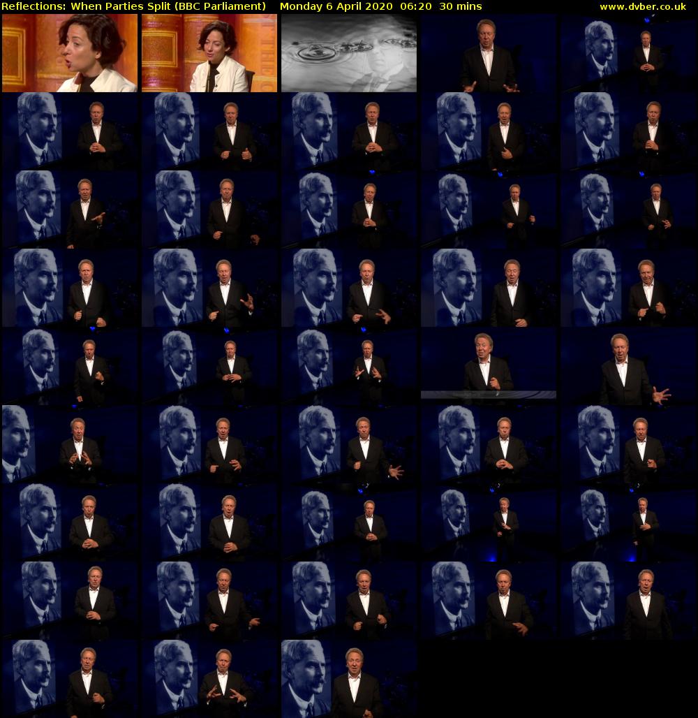Reflections: When Parties Split (BBC Parliament) Monday 6 April 2020 06:20 - 06:50