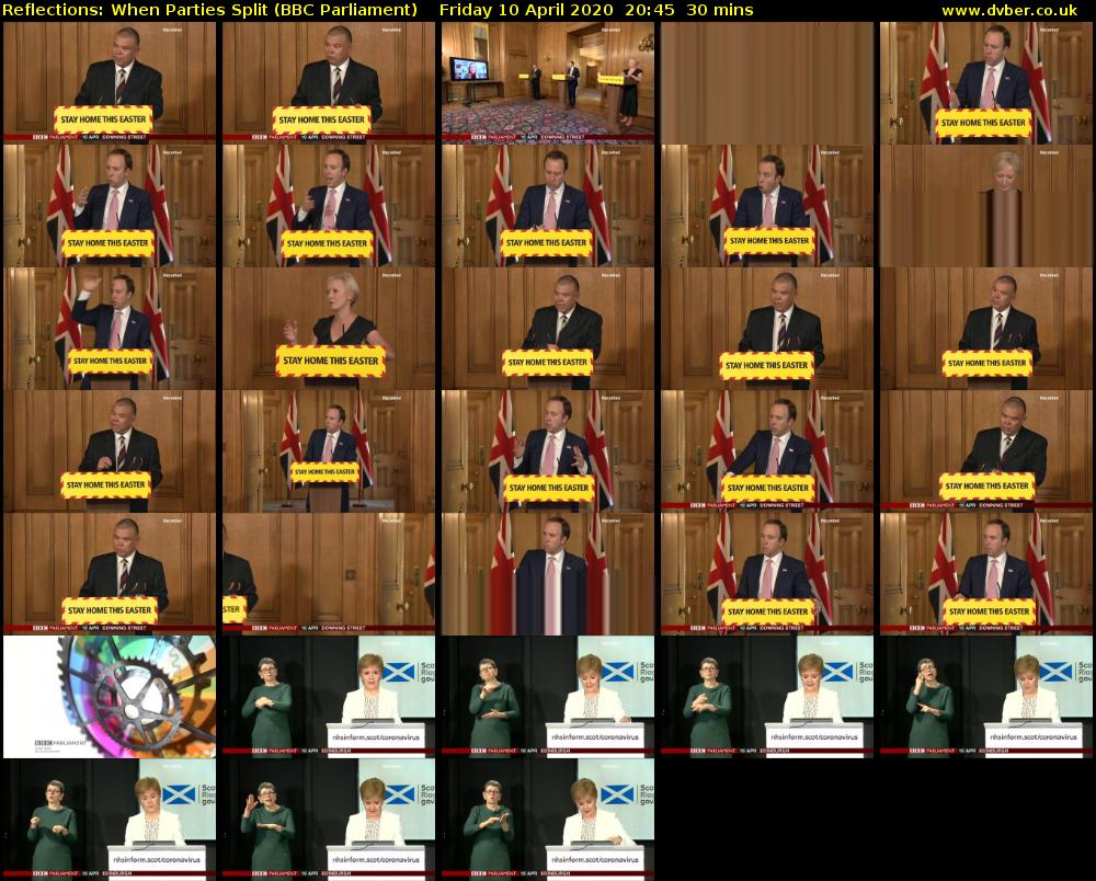 Reflections: When Parties Split (BBC Parliament) Friday 10 April 2020 20:45 - 21:15