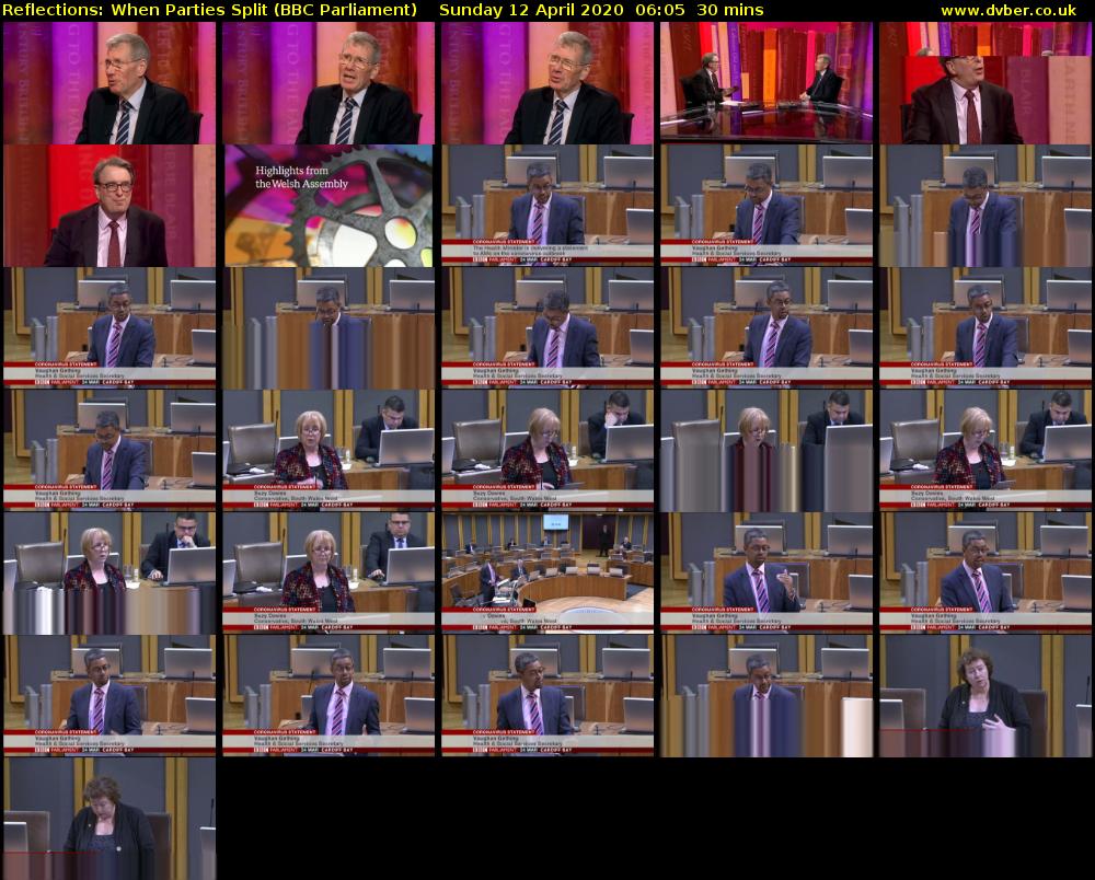 Reflections: When Parties Split (BBC Parliament) Sunday 12 April 2020 06:05 - 06:35