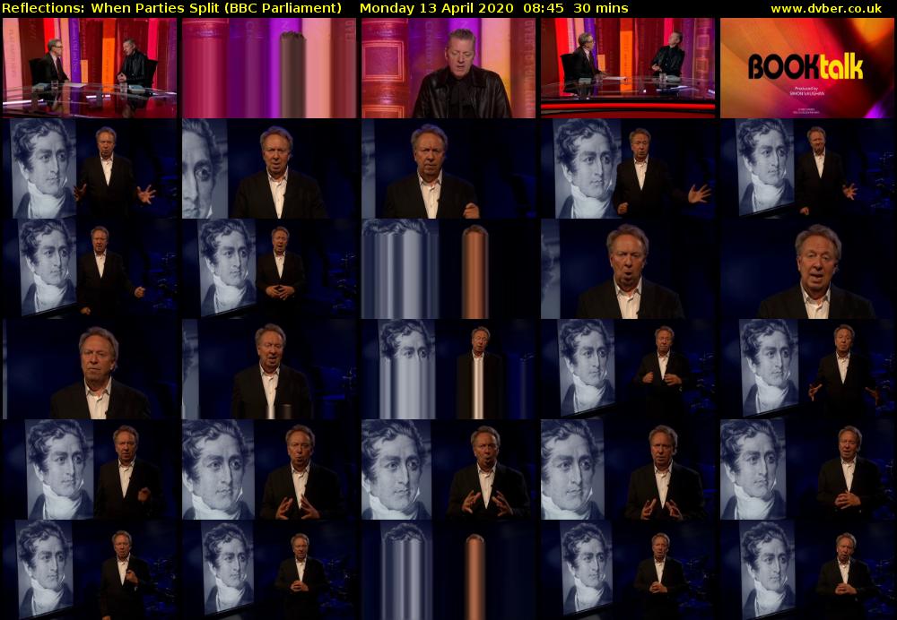 Reflections: When Parties Split (BBC Parliament) Monday 13 April 2020 08:45 - 09:15