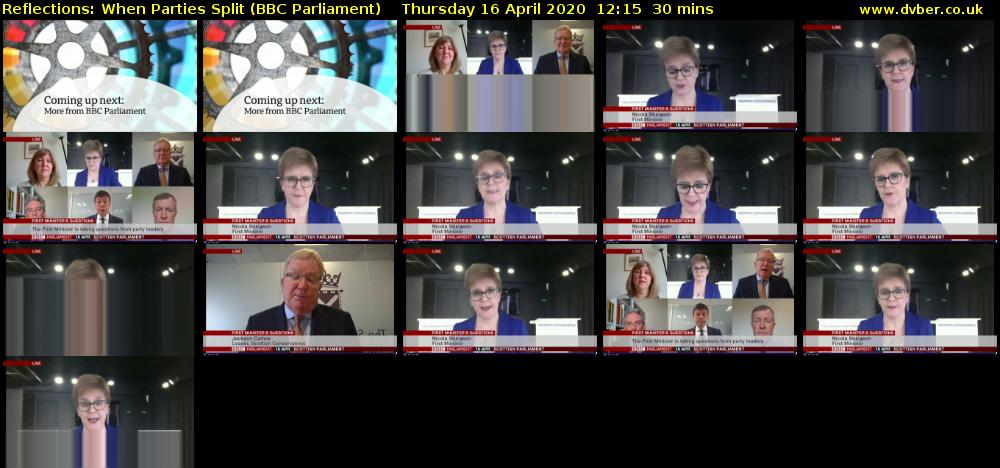 Reflections: When Parties Split (BBC Parliament) Thursday 16 April 2020 12:15 - 12:45