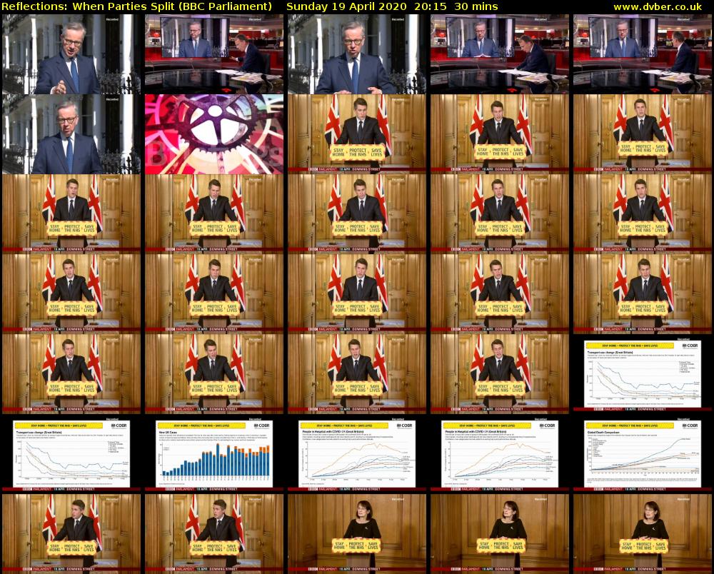 Reflections: When Parties Split (BBC Parliament) Sunday 19 April 2020 20:15 - 20:45