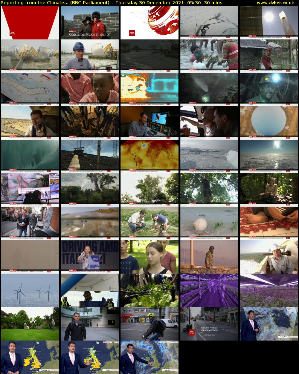 Reporting from the Climate... (BBC Parliament) Thursday 30 December 2021 05:30 - 06:00