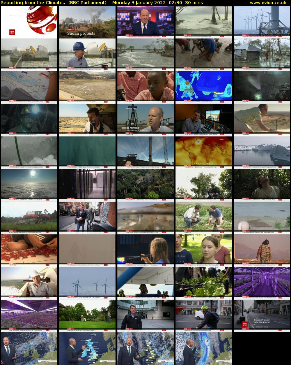 Reporting from the Climate... (BBC Parliament) Monday 3 January 2022 02:30 - 03:00