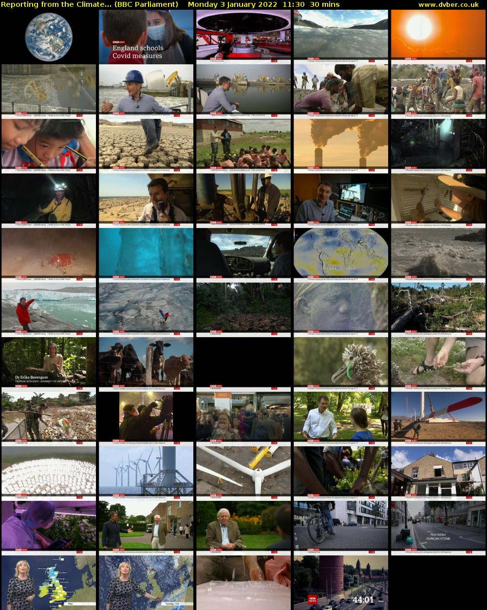 Reporting from the Climate... (BBC Parliament) Monday 3 January 2022 11:30 - 12:00