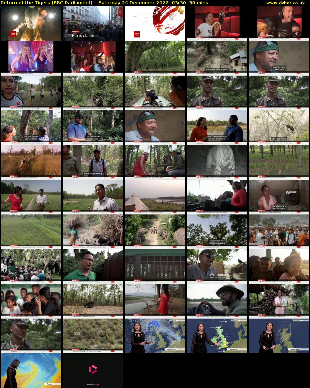 Return of the Tigers (BBC Parliament) Saturday 24 December 2022 03:30 - 04:00