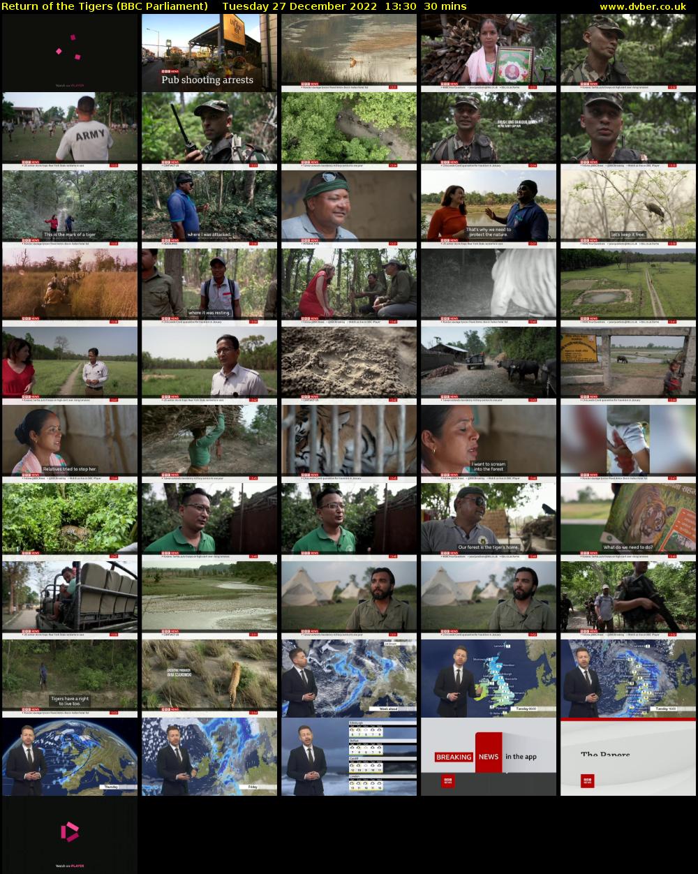 Return of the Tigers (BBC Parliament) Tuesday 27 December 2022 13:30 - 14:00