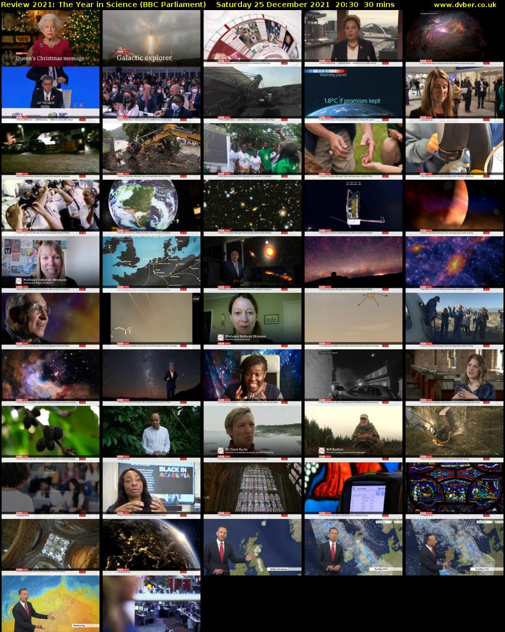 Review 2021: The Year in Science (BBC Parliament) Saturday 25 December 2021 20:30 - 21:00