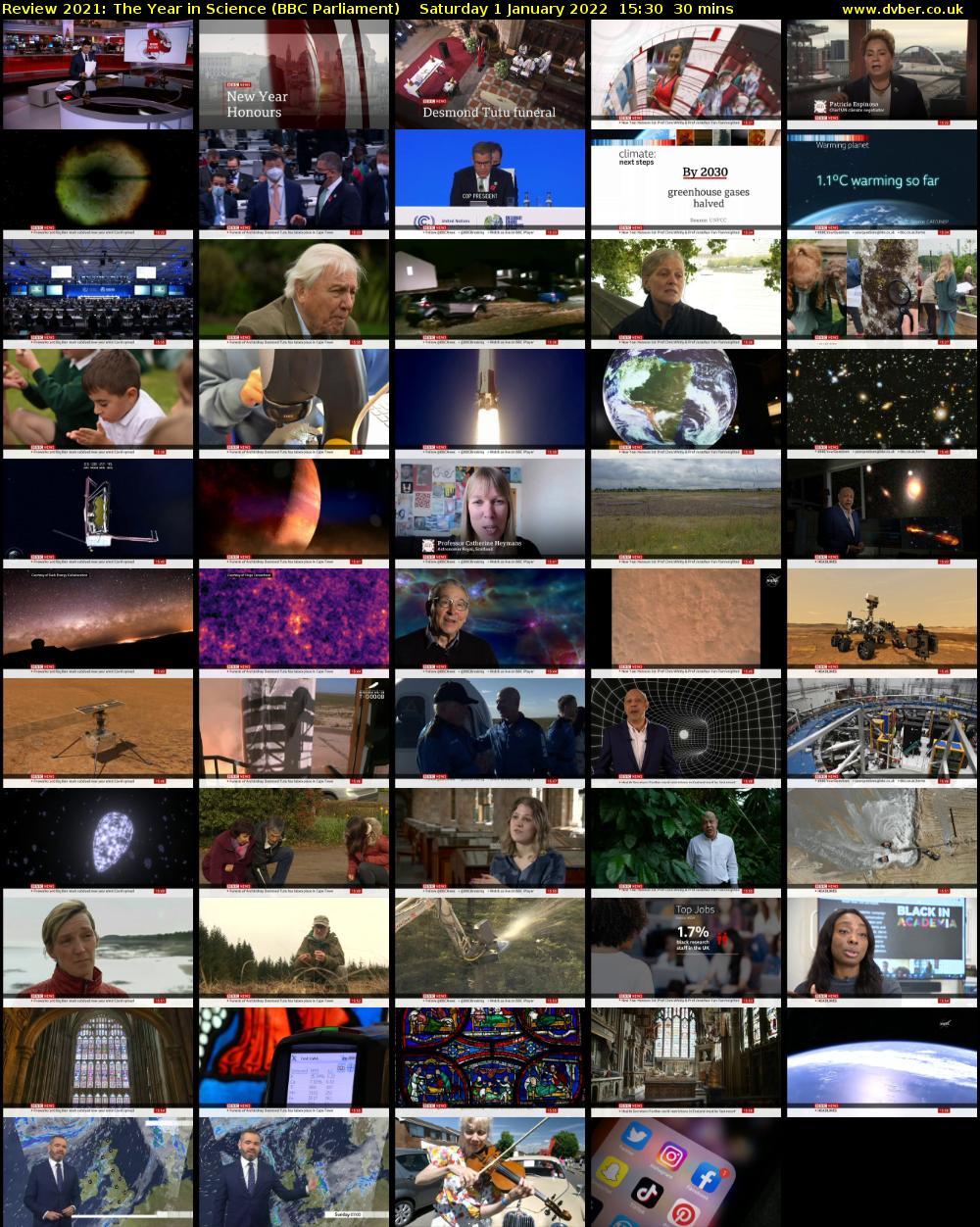 Review 2021: The Year in Science (BBC Parliament) Saturday 1 January 2022 15:30 - 16:00