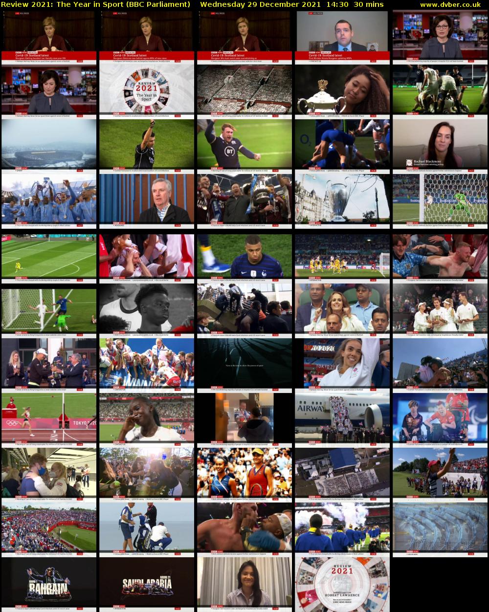 Review 2021: The Year in Sport (BBC Parliament) Wednesday 29 December 2021 14:30 - 15:00