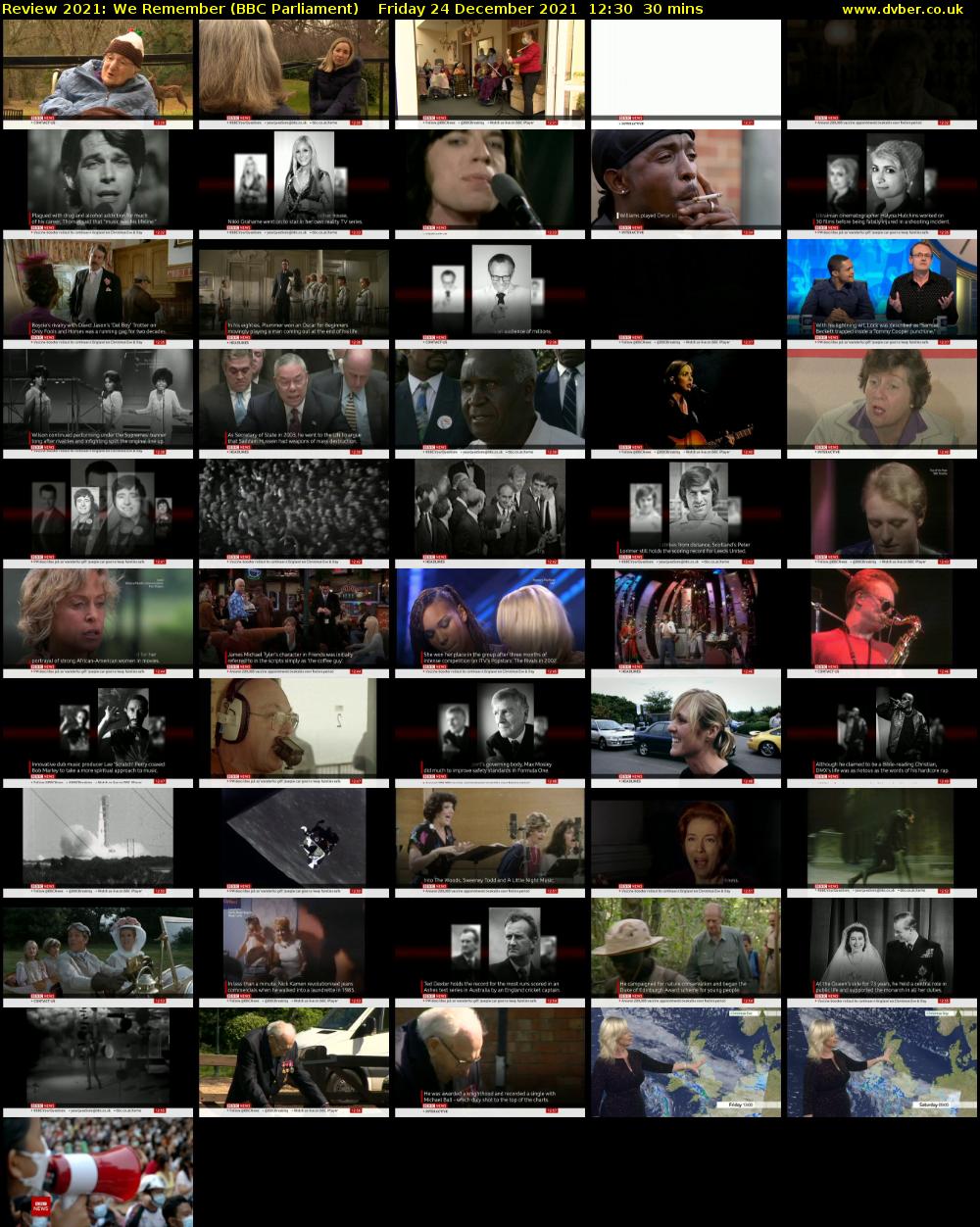Review 2021: We Remember (BBC Parliament) Friday 24 December 2021 12:30 - 13:00