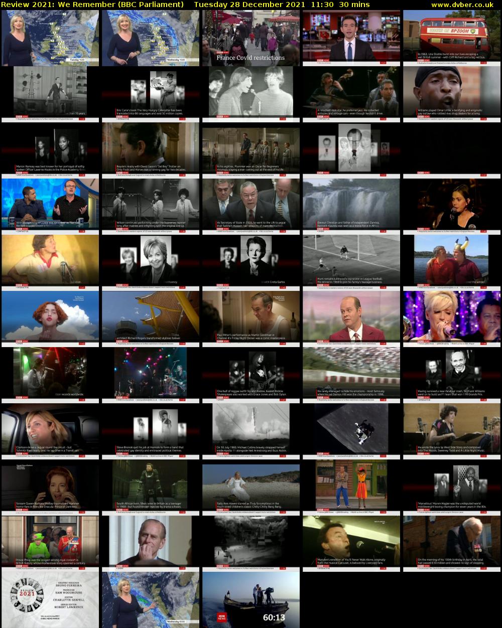 Review 2021: We Remember (BBC Parliament) Tuesday 28 December 2021 11:30 - 12:00