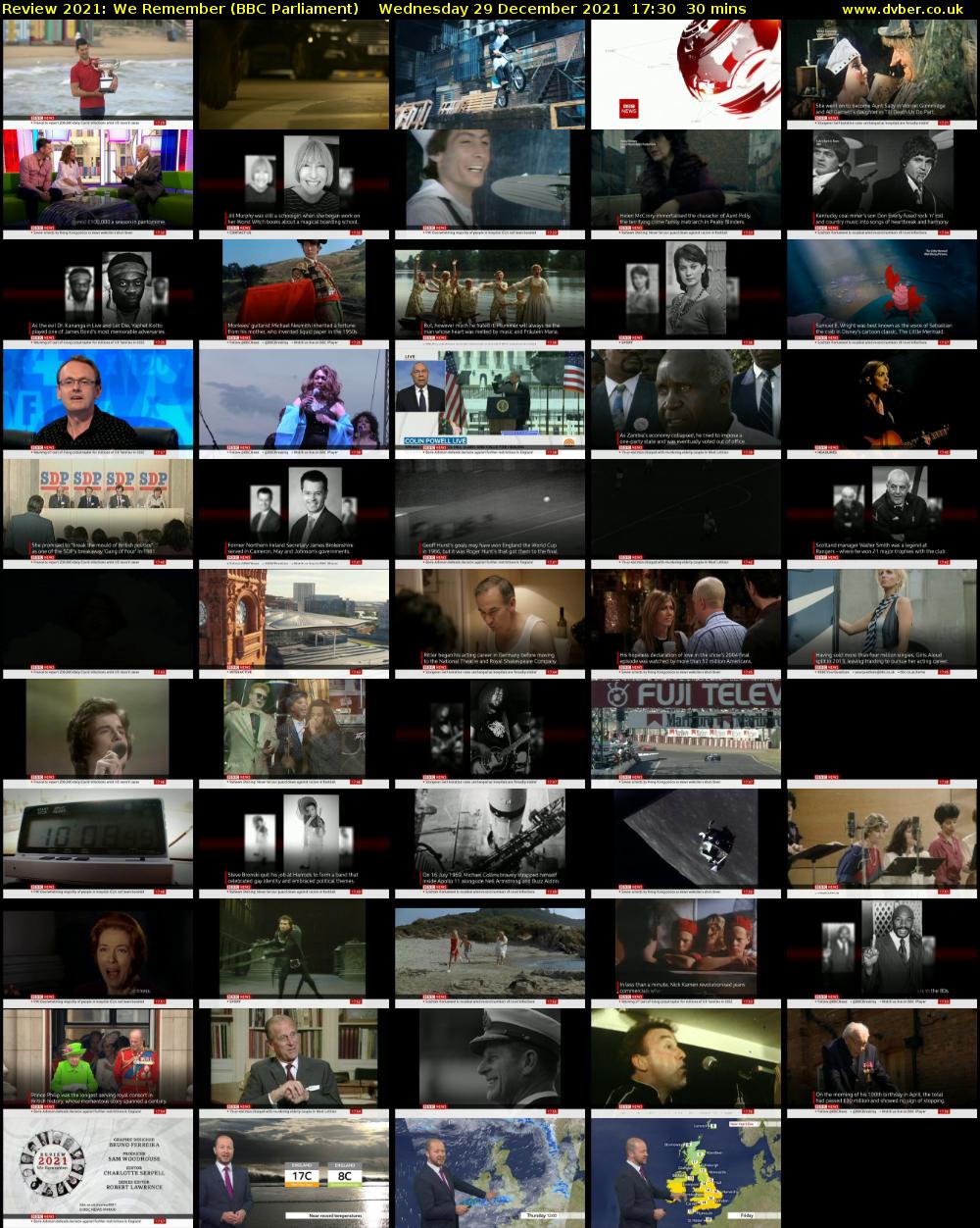 Review 2021: We Remember (BBC Parliament) Wednesday 29 December 2021 17:30 - 18:00