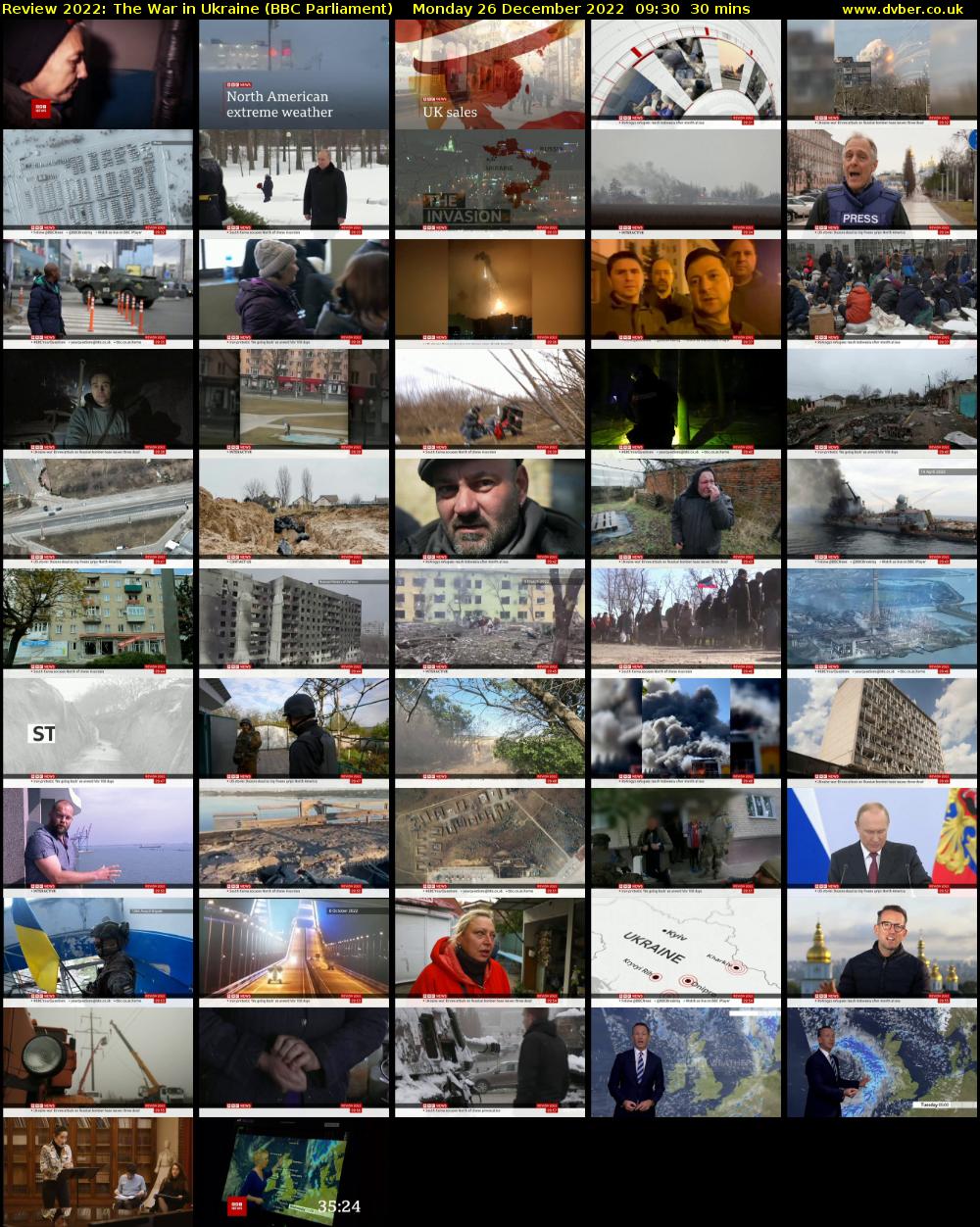 Review 2022: The War in Ukraine (BBC Parliament) Monday 26 December 2022 09:30 - 10:00