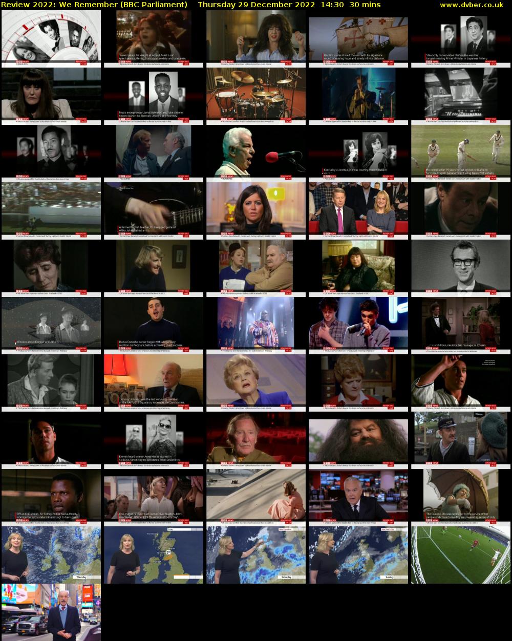 Review 2022: We Remember (BBC Parliament) Thursday 29 December 2022 14:30 - 15:00