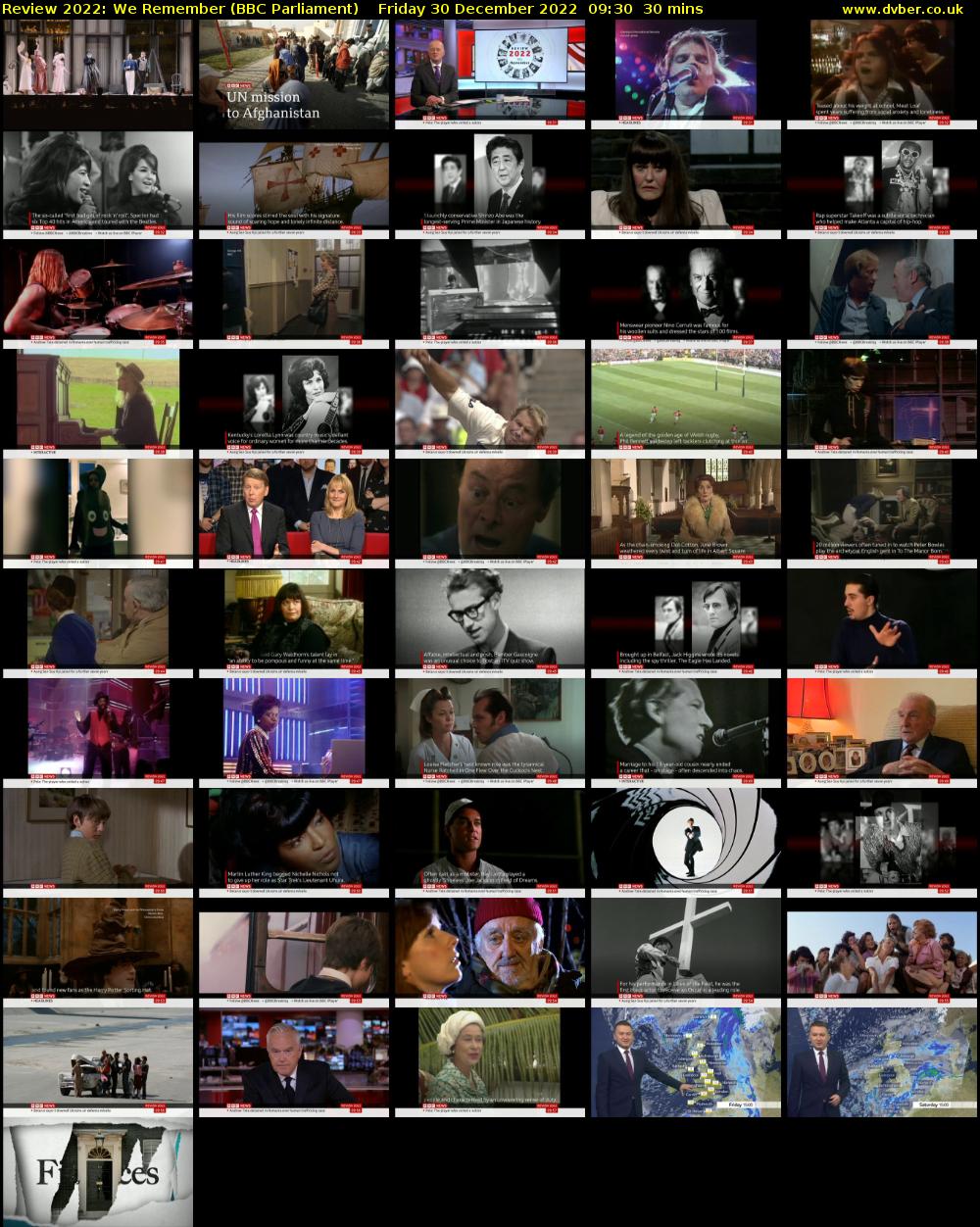 Review 2022: We Remember (BBC Parliament) Friday 30 December 2022 09:30 - 10:00