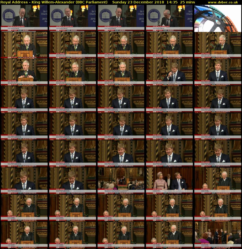 Royal Address - King Willem-Alexander (BBC Parliament) Sunday 23 December 2018 14:35 - 15:00