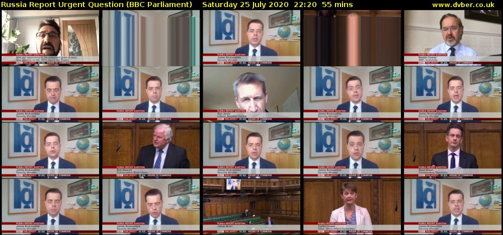 Russia Report Urgent Question (BBC Parliament) Saturday 25 July 2020 22:20 - 23:15