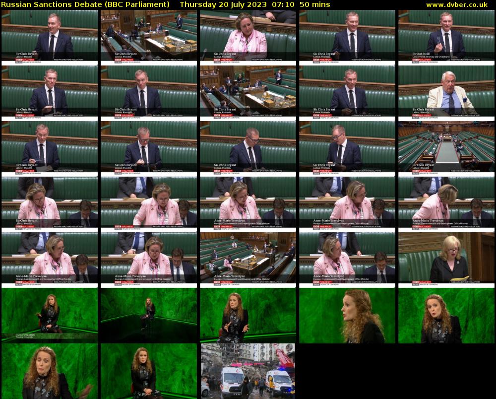 Russian Sanctions Debate (BBC Parliament) Thursday 20 July 2023 07:10 - 08:00