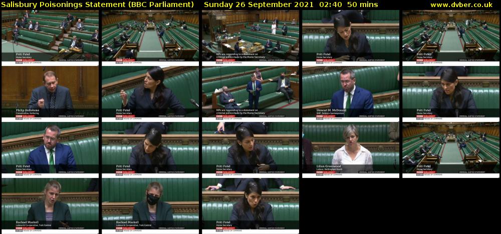Salisbury Poisonings Statement (BBC Parliament) Sunday 26 September 2021 02:40 - 03:30
