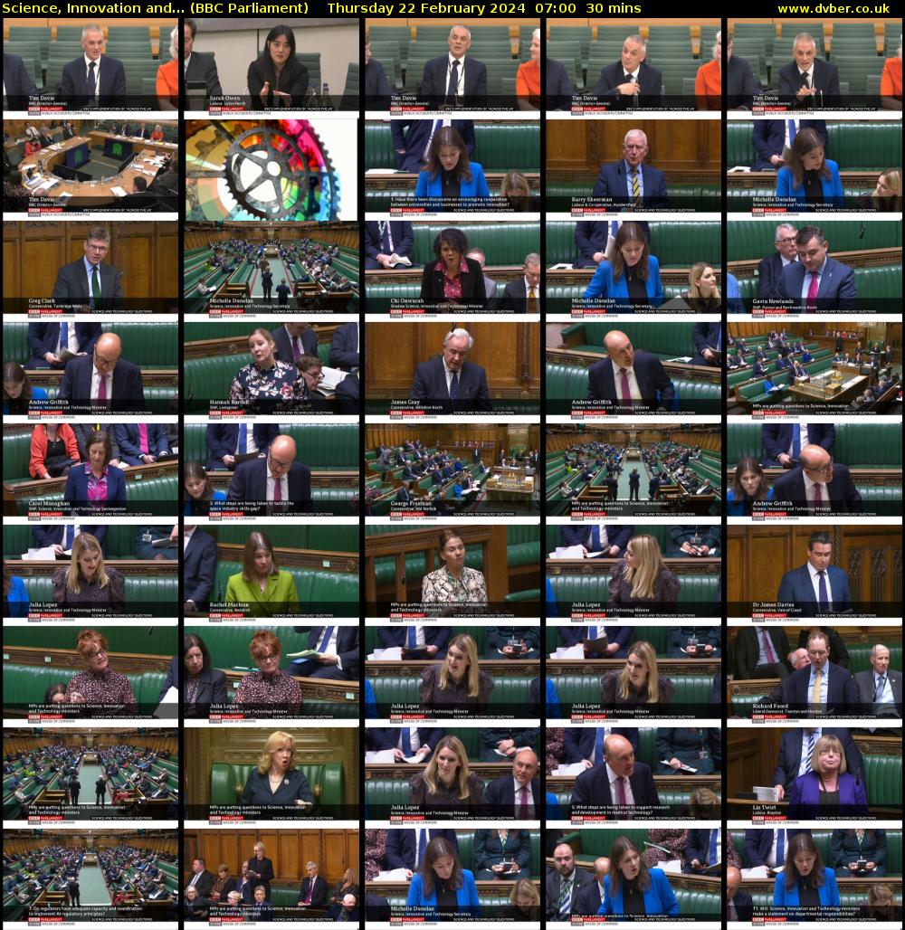 Science, Innovation and... (BBC Parliament) Thursday 22 February 2024 07:00 - 07:30