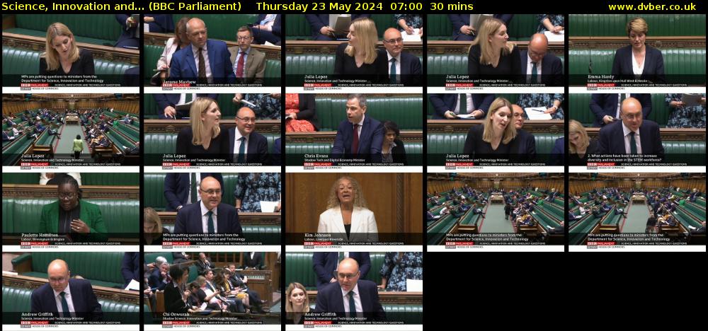 Science, Innovation and... (BBC Parliament) Thursday 23 May 2024 07:00 - 07:30