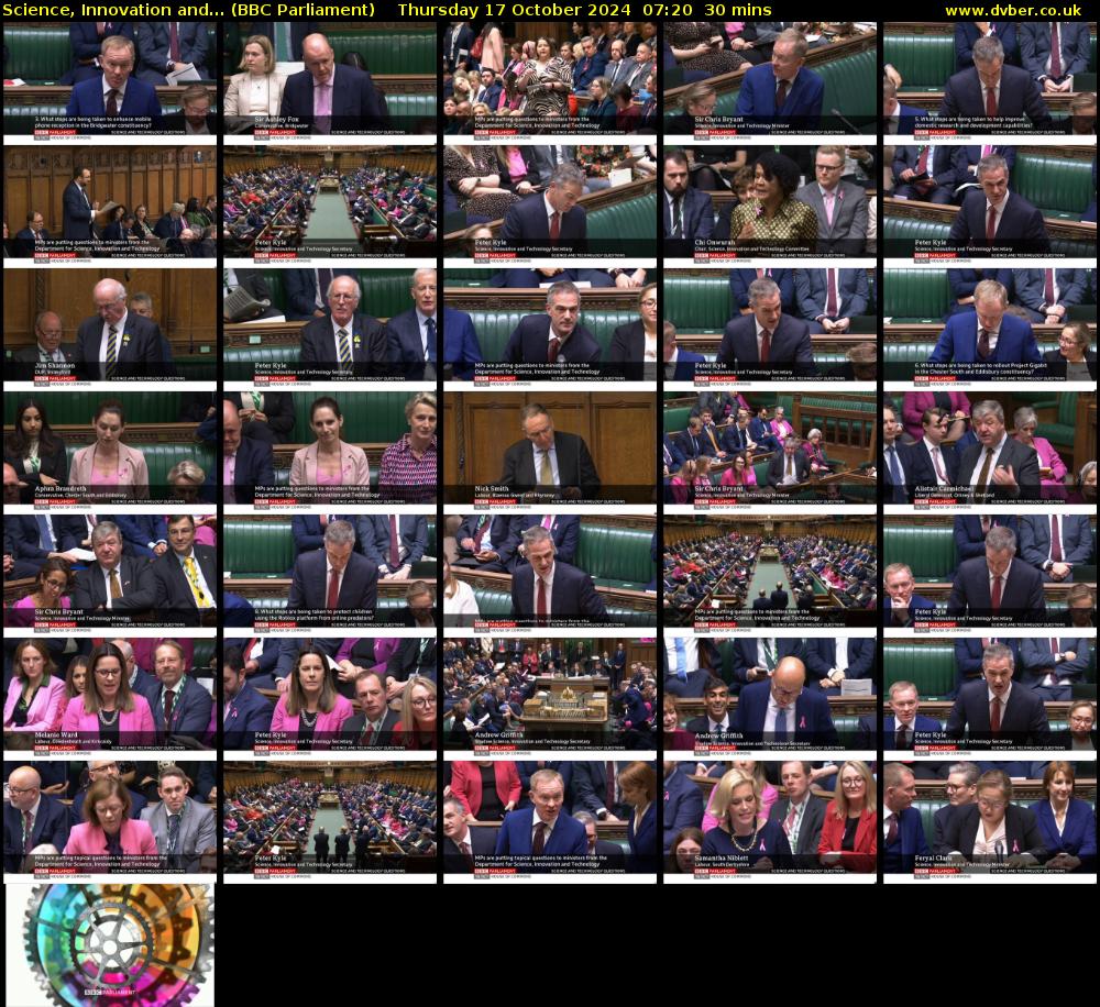 Science, Innovation and... (BBC Parliament) Thursday 17 October 2024 07:20 - 07:50