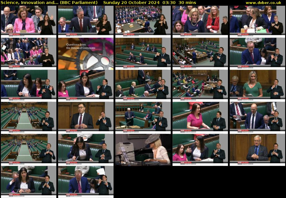 Science, Innovation and... (BBC Parliament) Sunday 20 October 2024 03:30 - 04:00