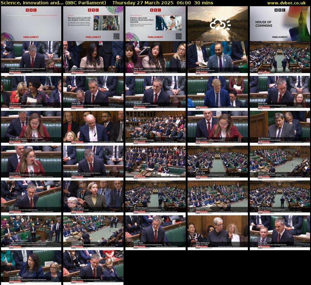 Science, Innovation and... (BBC Parliament) Thursday 27 March 2025 06:00 - 06:30