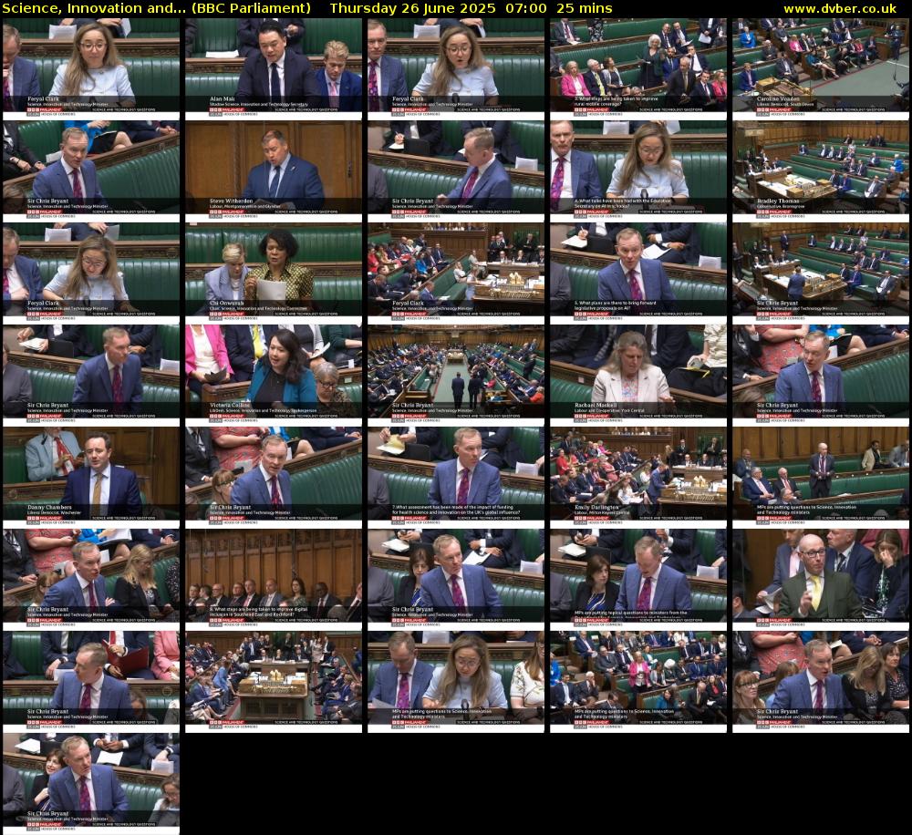 Science, Innovation and... (BBC Parliament) Thursday 26 June 2025 07:00 - 07:25