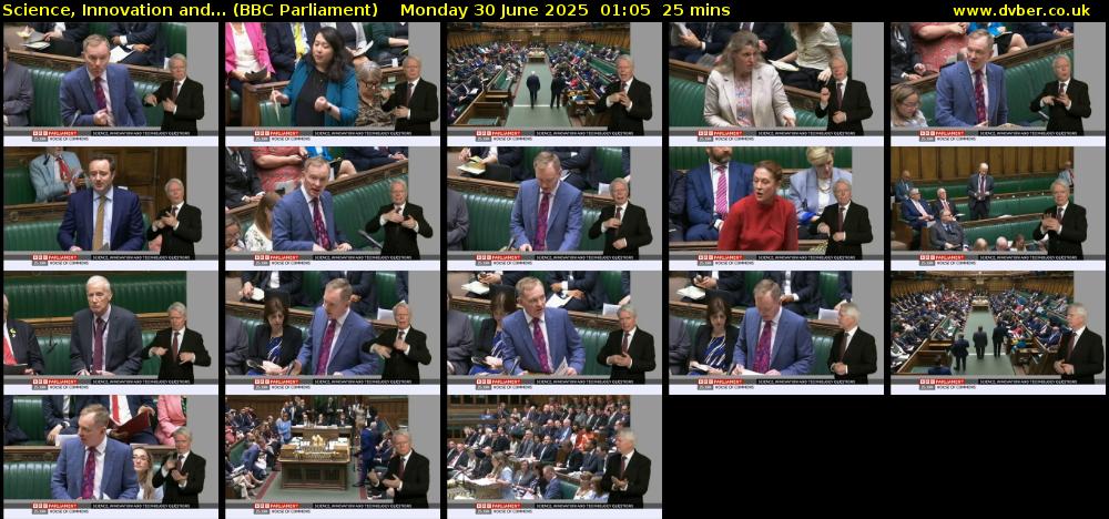 Science, Innovation and... (BBC Parliament) Monday 30 June 2025 01:05 - 01:30