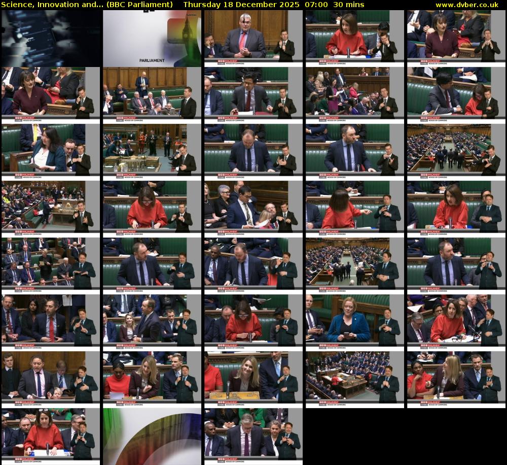 Science, Innovation and... (BBC Parliament) Thursday 18 December 2025 07:00 - 07:30