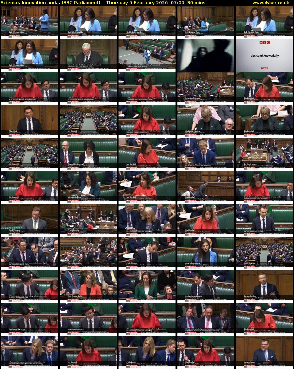 Science, Innovation and... (BBC Parliament) Thursday 5 February 2026 07:00 - 07:30
