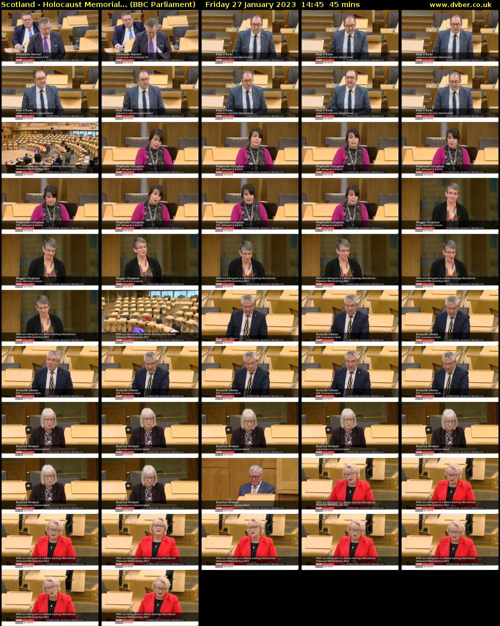 Scotland - Holocaust Memorial... (BBC Parliament) Friday 27 January 2023 14:45 - 15:30