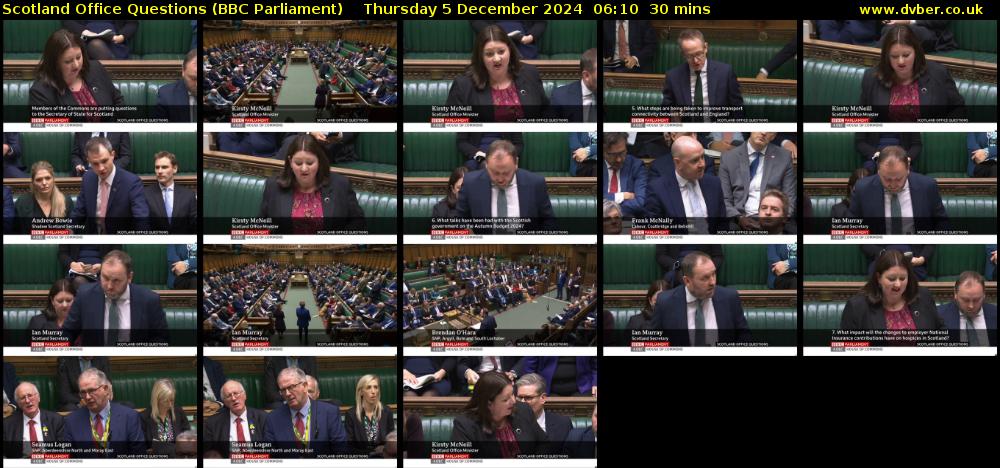 Scotland Office Questions (BBC Parliament) Thursday 5 December 2024 06:10 - 06:40