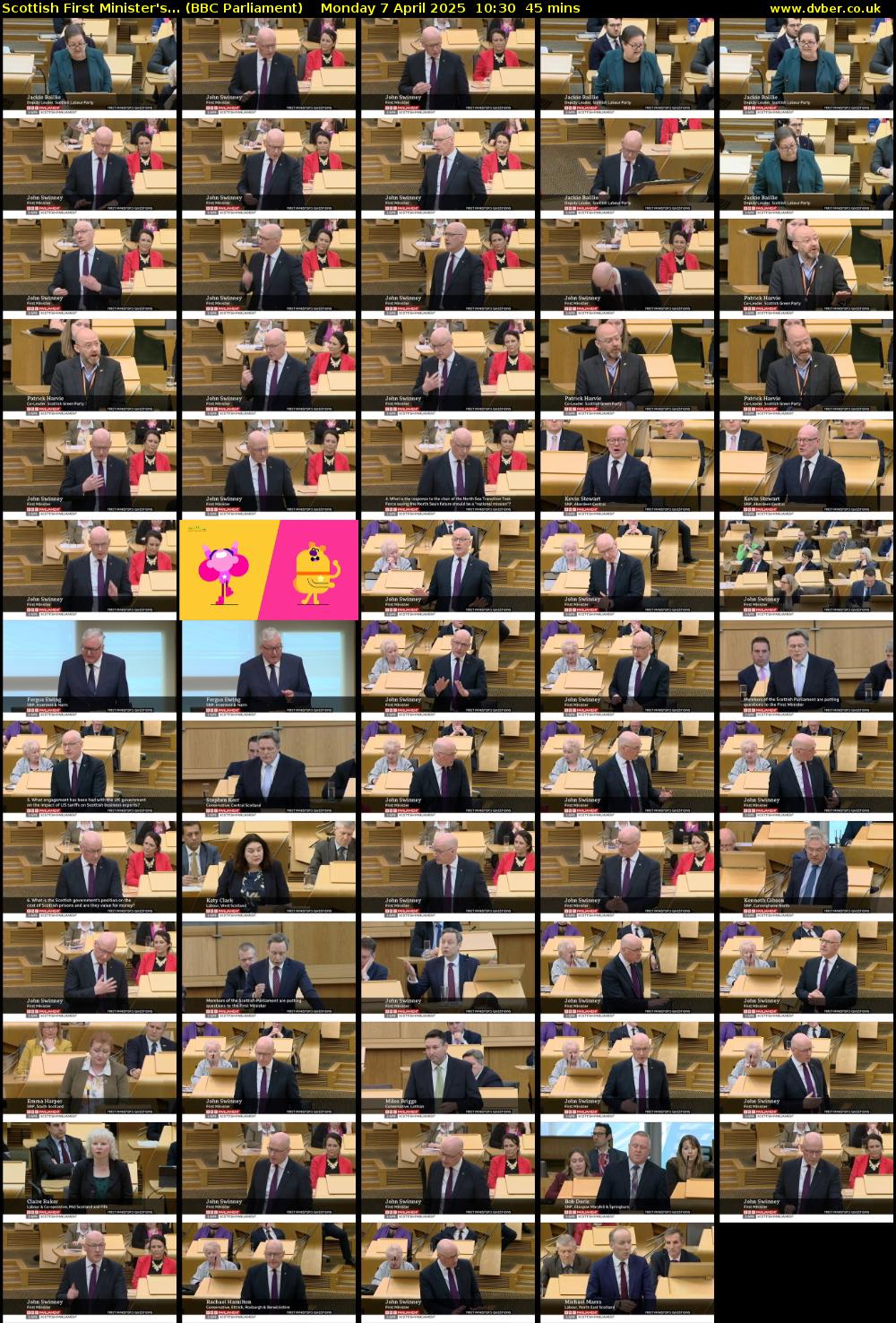 Scottish First Minister's... (BBC Parliament) Monday 7 April 2025 10:30 - 11:15