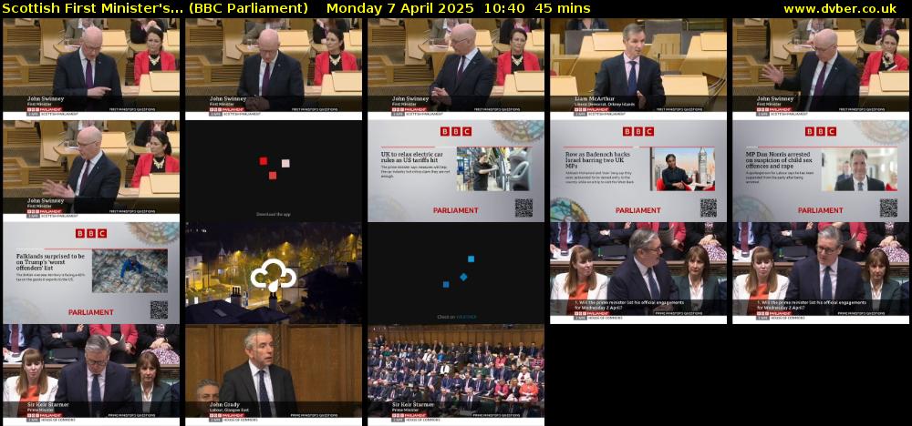 Scottish First Minister's... (BBC Parliament) Monday 7 April 2025 10:40 - 11:25